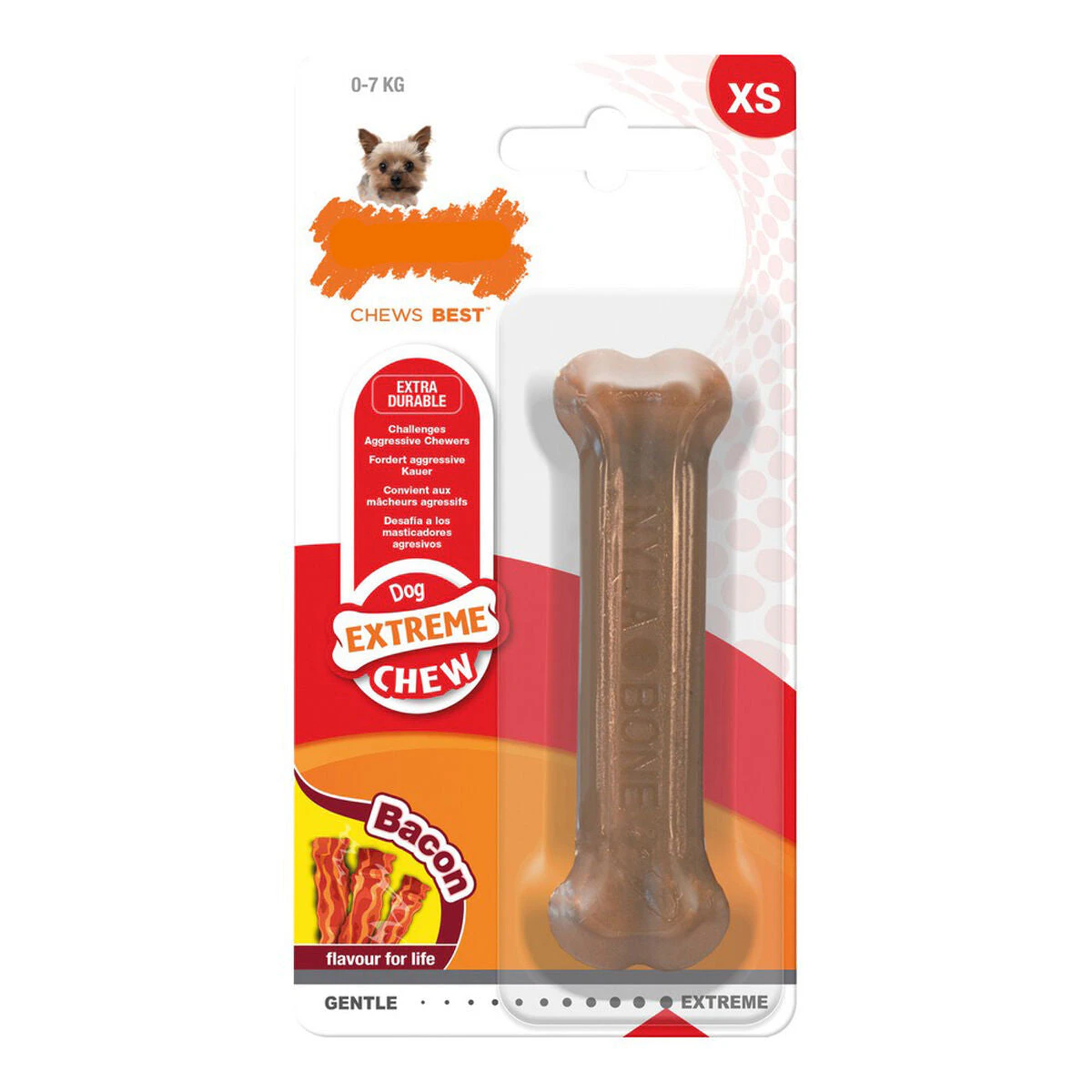 Dog Chewing Toy Nylabone Dura Chew Bacon Nylon Xs Size