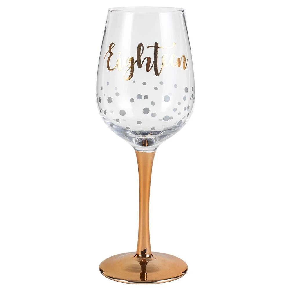 Rose Gold Stem 18th Birthday Wine Glass