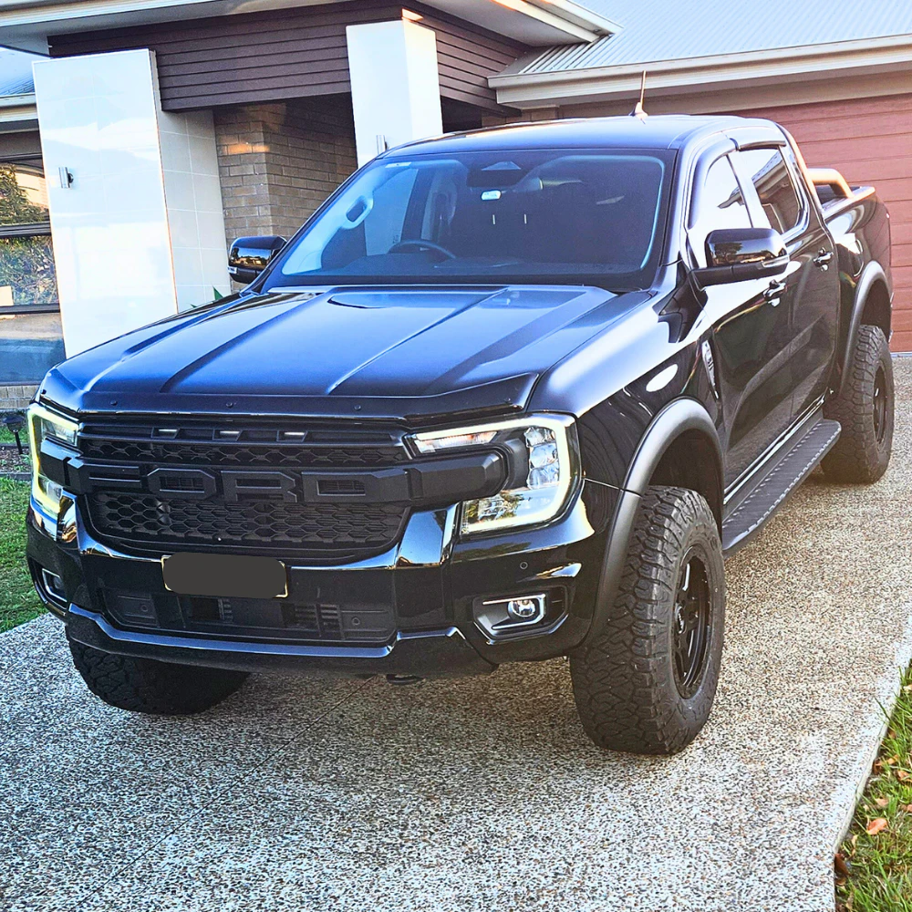 Fender Flares Thin Matte Black Guard Trim Fits Ford Ranger Next Gen 2022 + MY22 Dual Cab with Sensor Hole