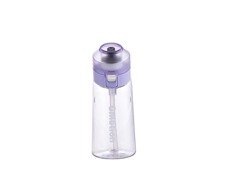 Water Bottle, 650ml Air Starter Set with 7 Scented Pods Fruit Perfume Mugs, BPA Free with Straws-500ml purple (without ring)