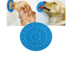 Fun Pet Dog Lick Pad Bath Washing Buddy Distraction Suction Grooming Helper Mat - Blue