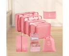 8Pcs Clothes Storage Bag Durable Space-saving Suitcase Organizer Bags Set for Household Travel Outdoor-Pink