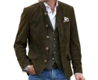Men's Classic Casual Leather Jacket Suede Winter Coat-Dark brown
