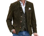 Men's Classic Casual Leather Jacket Suede Winter Coat-Dark brown
