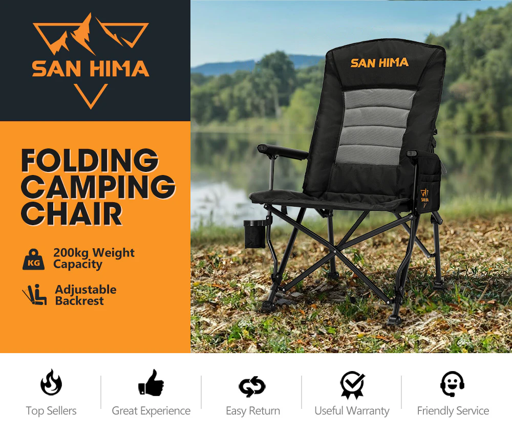 San Hima Folding Camping Chair Outdoor Portable Thick Padding With Storage Bag