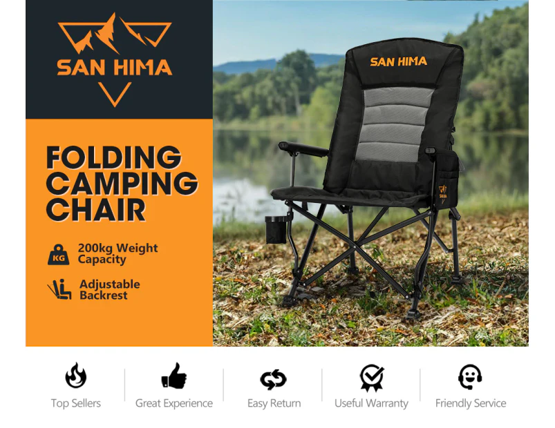 San Hima Folding Camping Chair Outdoor Portable Thick Padding With Storage Bag