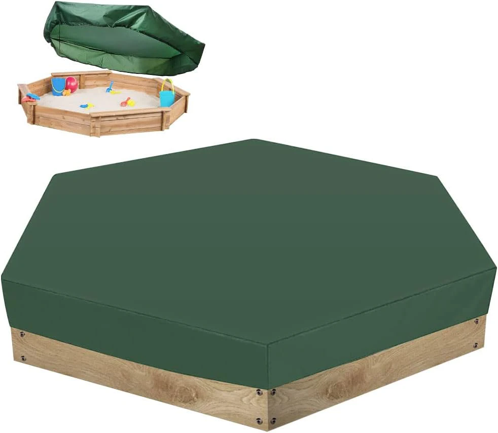 Sandpit Cover Waterproof Dustproof Sandpit Pool Protection Hexagonal Green Sandpit Cover with Drawstring Avoid the sand and toys contamination