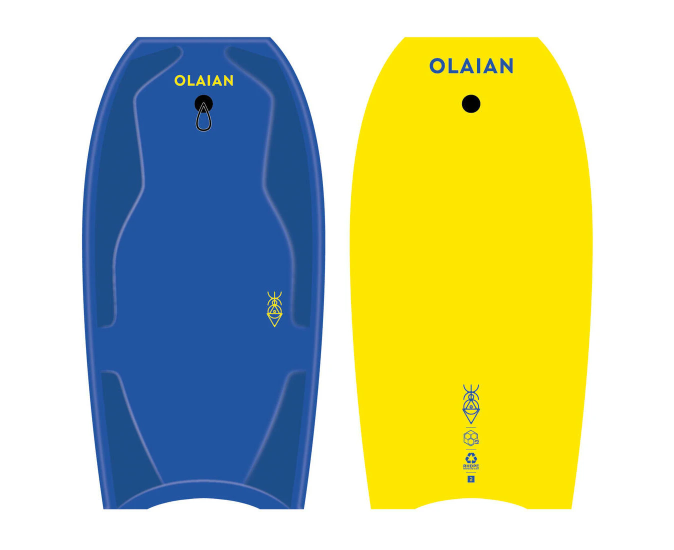 DECATHLON OLAIAN Adult & Kids Bodyboard + Leash - 100 - Blue