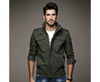 Men's Cotton Lightweight Jacket Military Jacket Casual Coat-Khaki color
