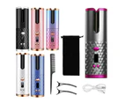 Lcd Cordless Auto Rotating Hair Curler Hair Waver Curling Iron Wireless Ceramic - Black