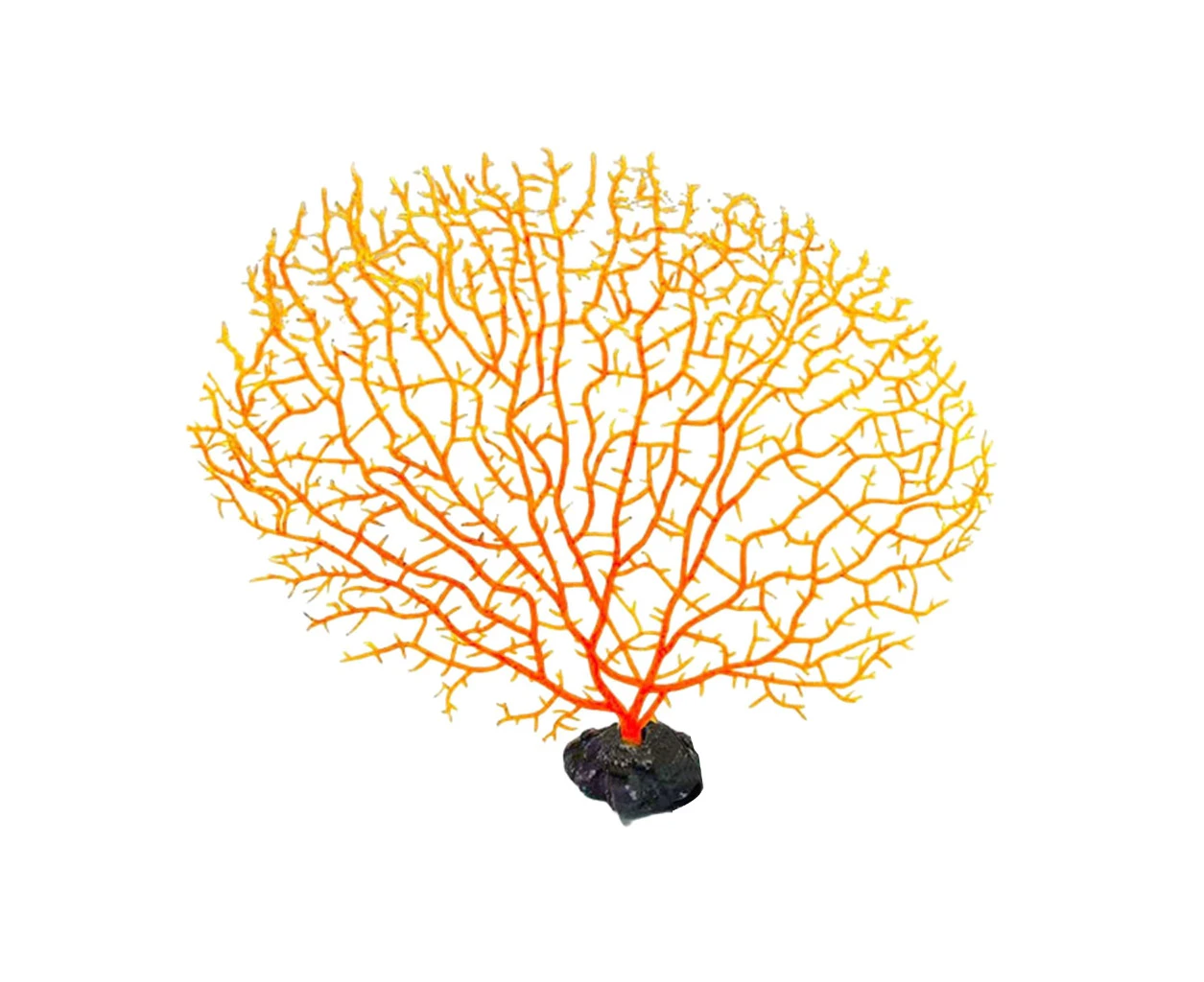 Artificial Coral Branch Décor Faux Coral Reef Décor Aquariums Ornament Fish Tanks Landscape Sea Fan Coral Decorations - Orange - M