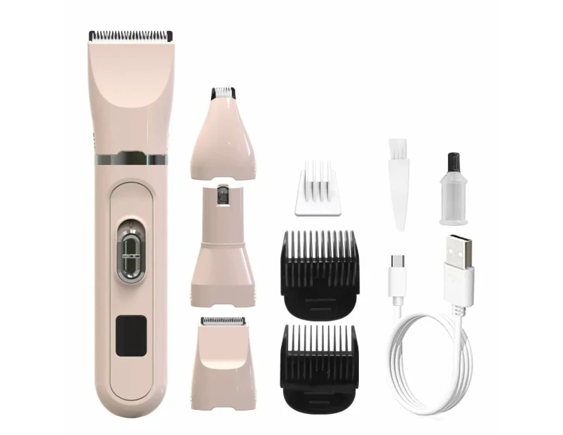 Dog Clippers Low Noise Paw Trimmer Rechargeable Pet Cat Grooming Kit Multifunctional Cordless Quiet Pet Nail Grinder Dog Shaver - Light Pink