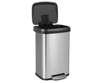 Giantex 50L Pedal Rubbish Bin Stainless Steel Trash Can Kitchen Garbage Bin w/Lid & Deodorizer Compartment Home Office Silver