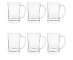 6Pcs Extra Large Glass Beer Mugs Heavy Duty Thick Clear Beer Glass Steins With Handle Hot Cold Beverage Glassware For Beer Juice Coke Milkshake