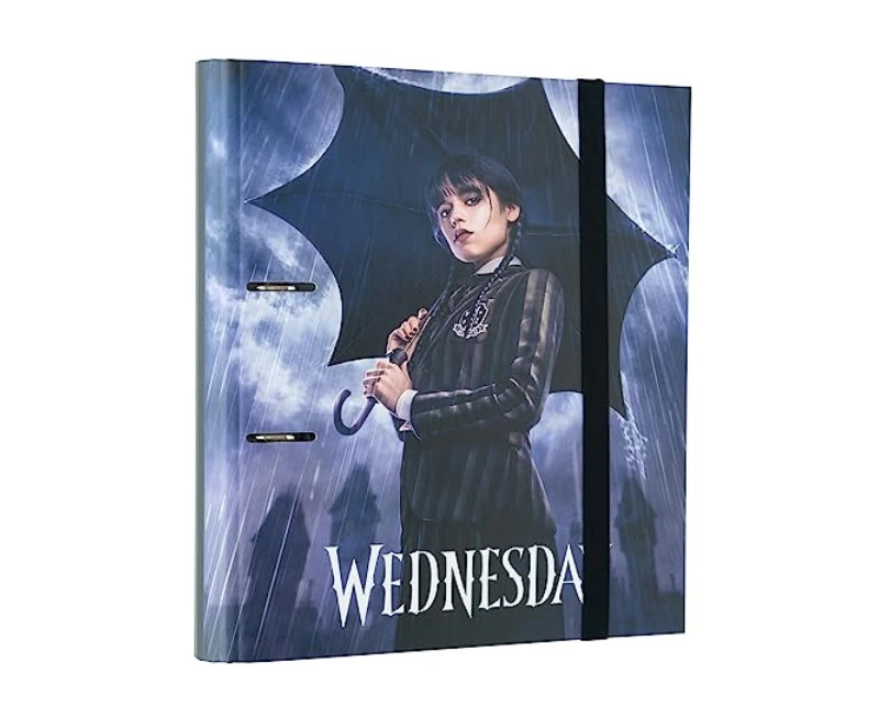 Wednesday 2 Ring Binder - Premium Multipurpose A4 Folder Ring Binder - File Organizer, Elastic Band, Strong Document Holder - Wednesday Addams Gifts- MKTPs