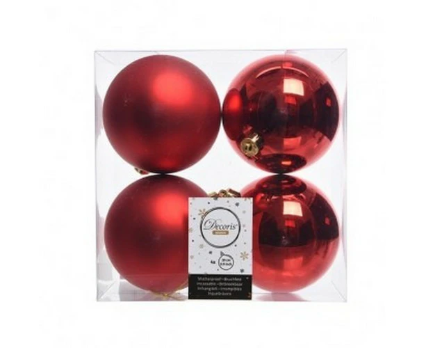 Kaemingk Shatterproof Plain Christmas Baubles (Pack Of 4) (Red) - ST4231