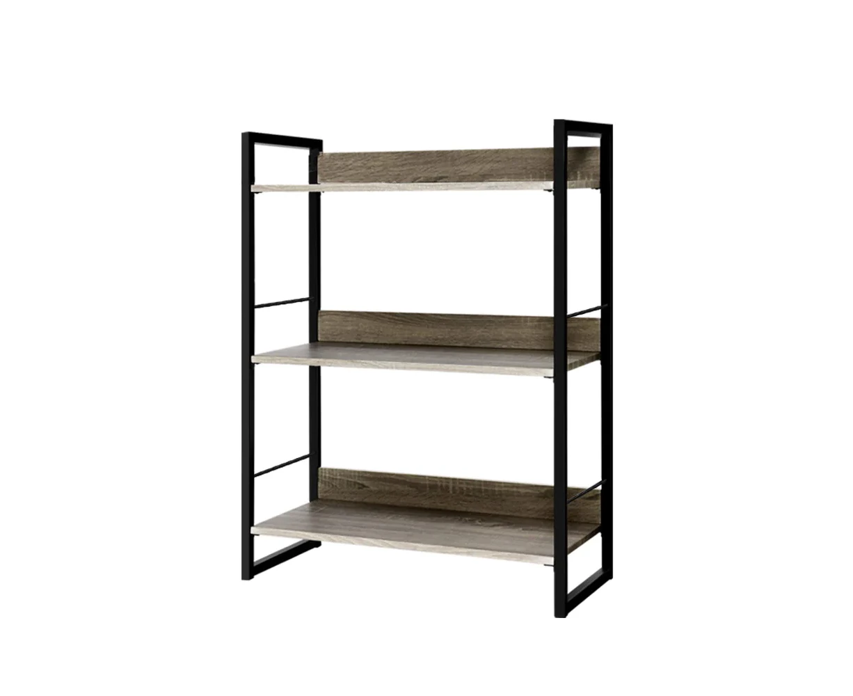 Bookshelf Display Shelves Metal Bookcase Wooden Book Shelf Wall Storage