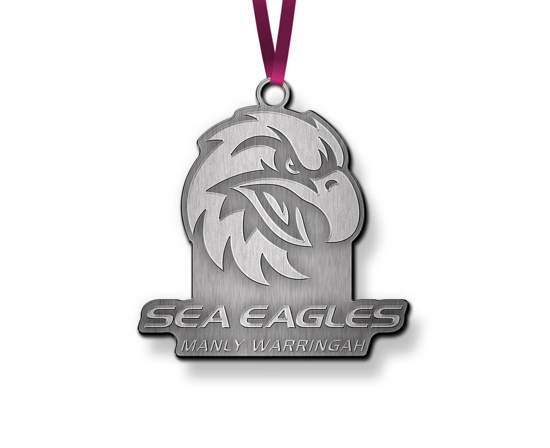 Official NRL Manly Sea Eagles 3D Metal Logo Christmas Ornament