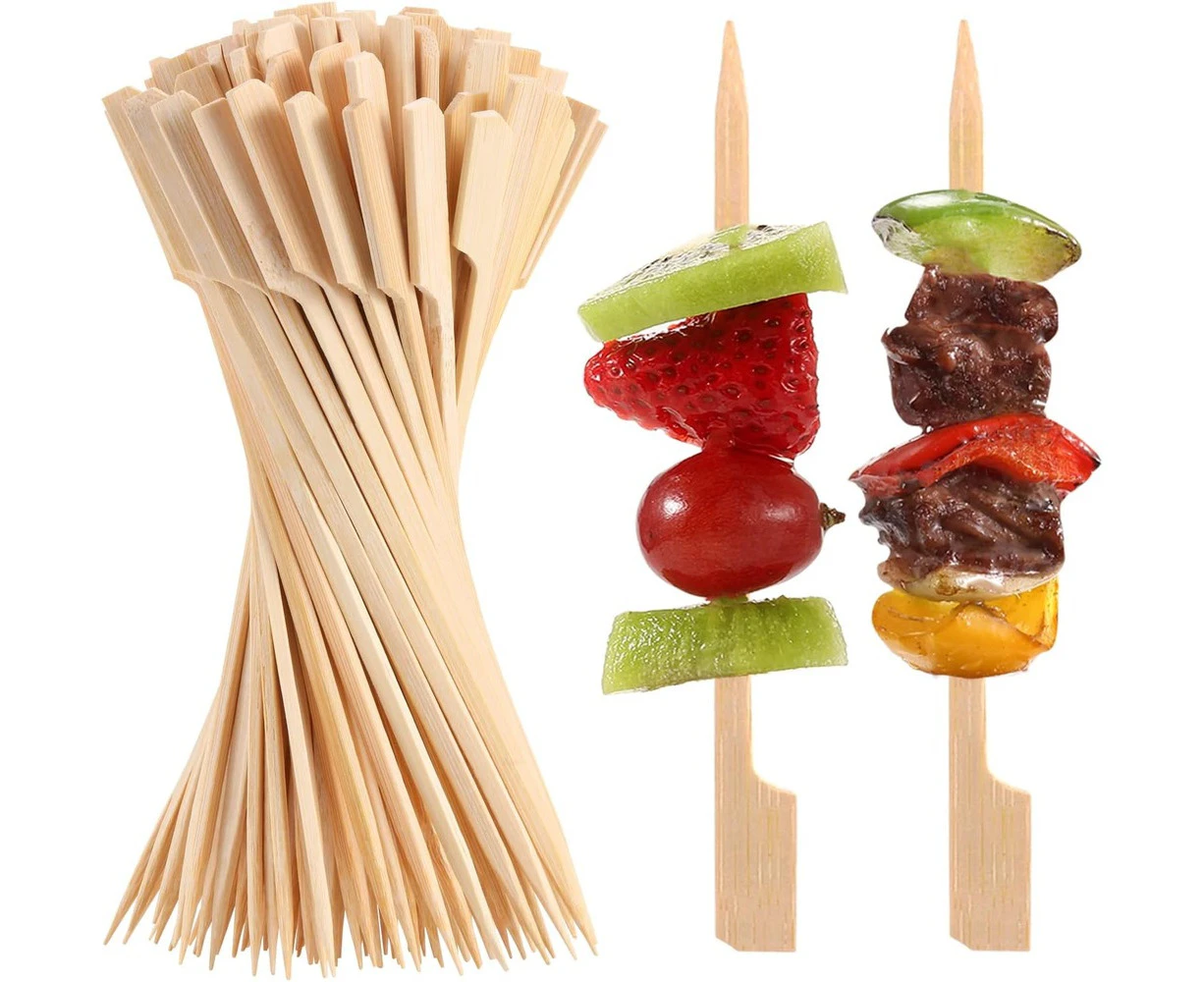 600x Bamboo Paddle Skewers Sticks Wooden Picks BBQ Fruit Cocktail Party 12cm