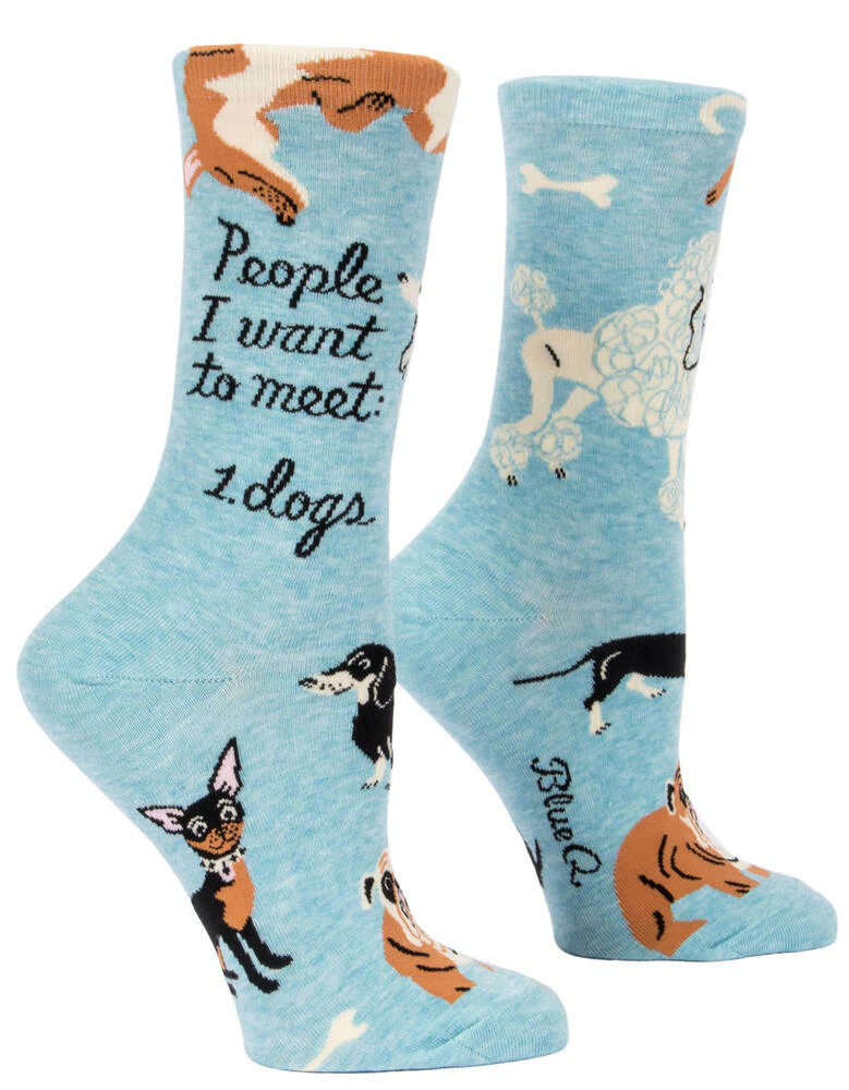 Blue Q Womens Crew Socks - People To Meet: Dogs - N/A