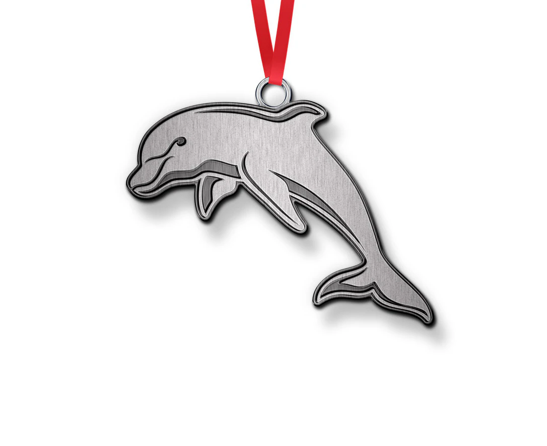 Official NRL Dolphins 3D Metal Logo Christmas Ornament