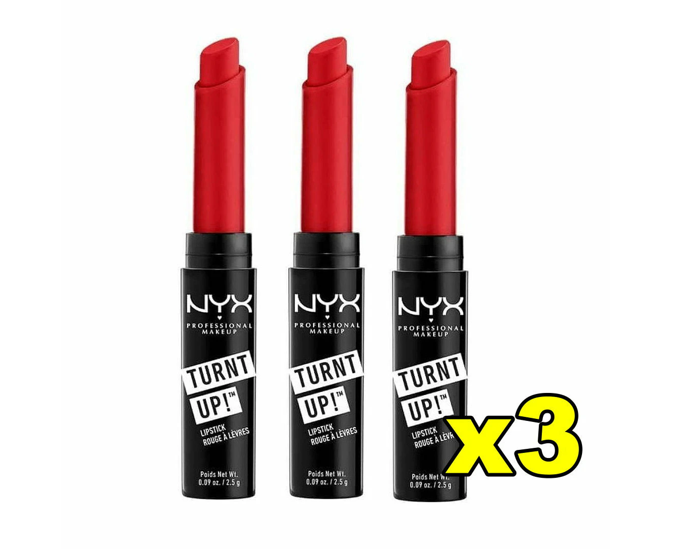 3x NYX Professional Makeup Turnt Up Lipstick - TULS 22 Rock Star