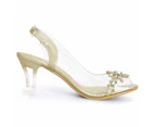 Allegra K Rhinestone Clear Slingback Sandals - Gold