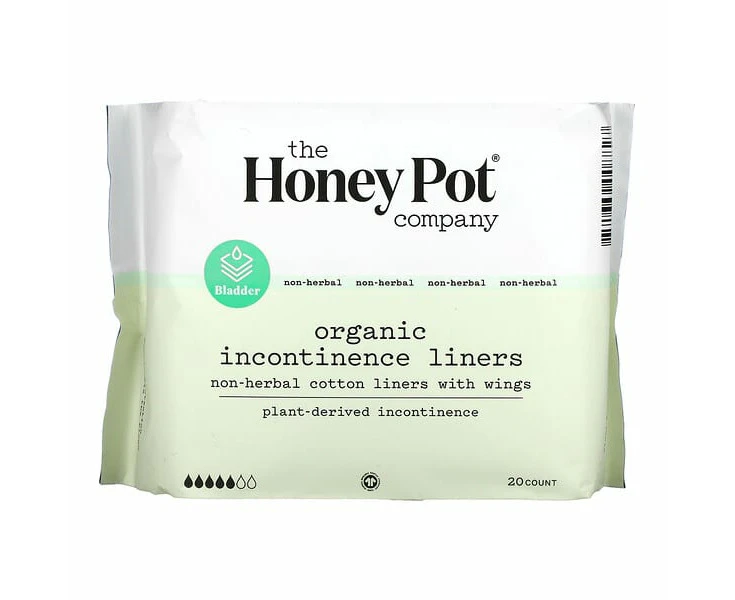 Non-Herbal Cotton Liners With Wings, Organic Incontinence Liners, 20 Count