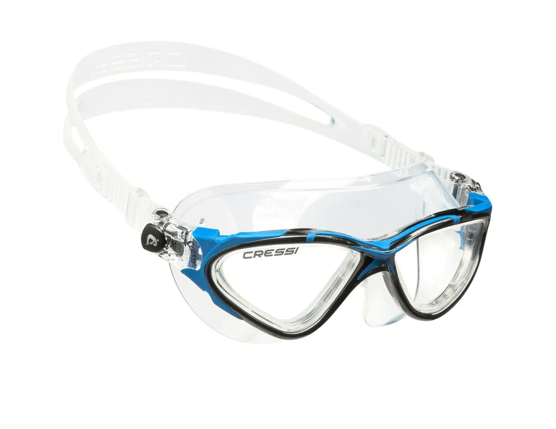 Cressi Planet Adult Swimming Goggles - Clear/Black/Blue