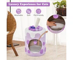 Costway 67cm Cat Activity Center Kitty Condo House Scratching Post w/Teasing ball & Soft Cushion, Purple