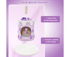 Costway 67cm Cat Activity Center Kitty Condo House Scratching Post w/Teasing ball & Soft Cushion, Purple