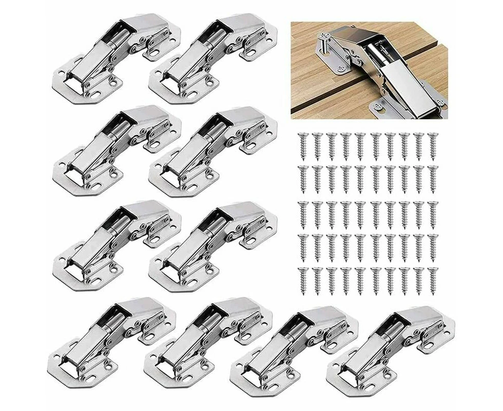 10 PCS Cabinet Door Hinge, Kitchen Door Hinge, 3 Inch 90° Furniture Hinge, Invisible Hinge, Match Screw , Suitable for Cabinet Doors, Office Cabinet D