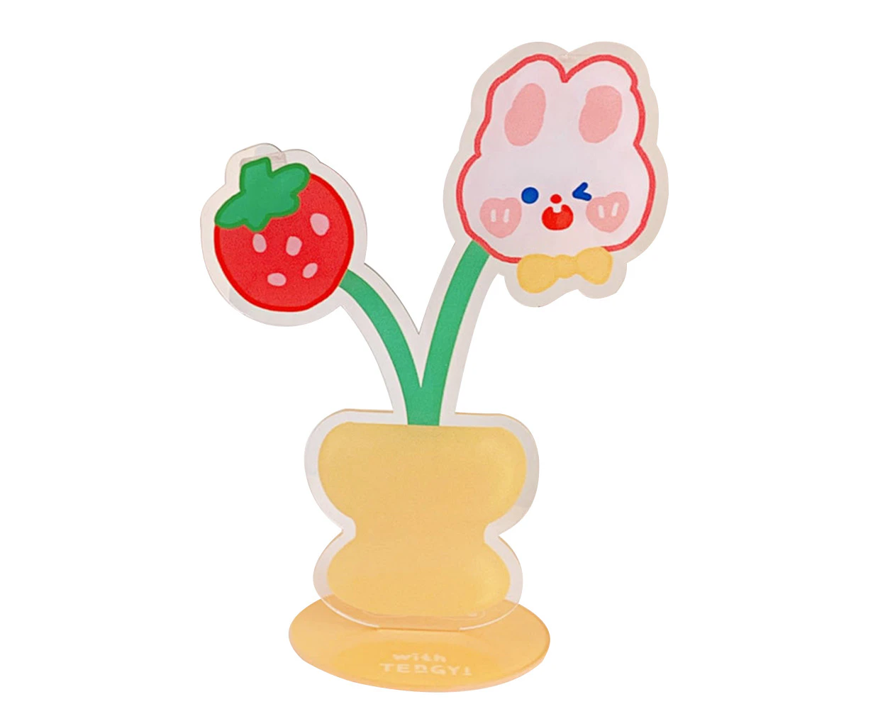 Stylish Acrylic Table Number Holder with 2 Sturdy Clips Memo Photo Menu Stand - Strawberry Rui Rui Rabbit