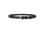 Kings Collection Women Genuine Leather Belt Fitted Solid Color with Gold Buckle Leather Adjustable Lady Waist Strap 105cm - Black