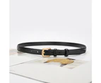 Kings Collection Women Genuine Leather Belt Fitted Solid Color with Gold Buckle Leather Adjustable Lady Waist Strap 105cm - Black