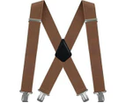 Men's Suspender Trousers Braces with Strong 4 Clips Heavy Duty for Men X Style Adjustable Suspenders-Underwear khaki