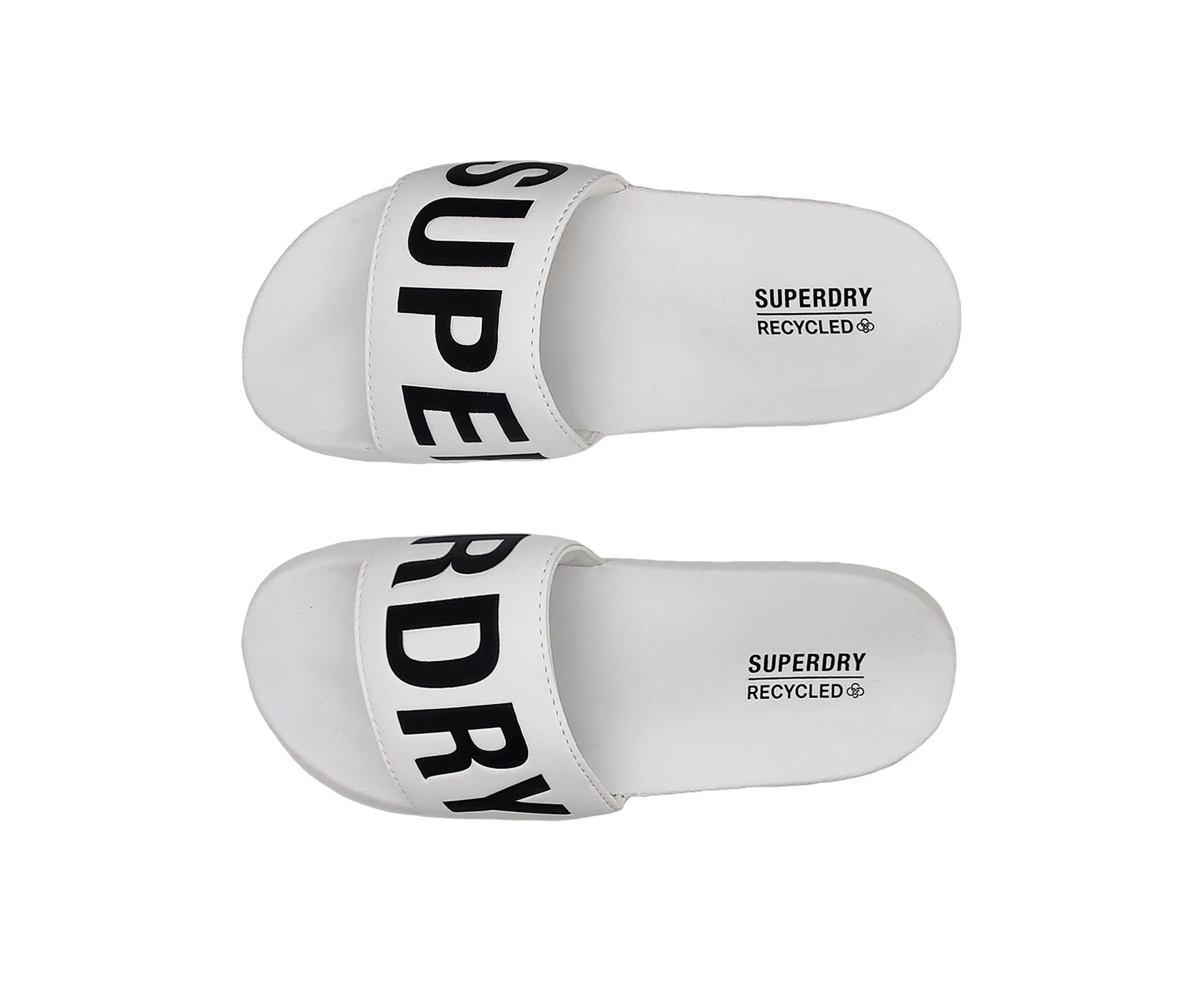 Superdry Code Core Vegan Pool Slide Mens Shoes Slides Recycled Material Slip On - White/Black