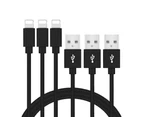 [3 Pack] 2M USB 2.1A Fast Charger Cable Naylon Braided For Apple iPhone 14 13 12 11 XR X S Max Charging Cord - Black