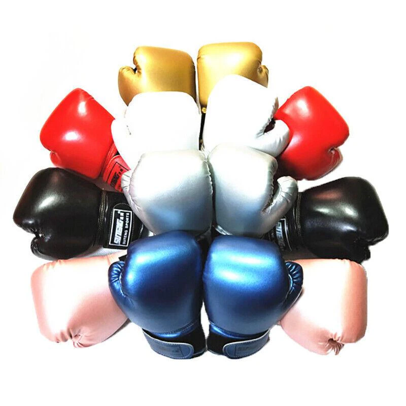 Children Kids Boxing Sparring Training Gloves Mma Kick Boxing Punching Gloves Au - Black