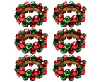 6Pcs Petite Bells Napkin Ring Widely Used Charming Stainless Steel Sturdy Christmas Napkin Buckle for Kitchen-Red&Green