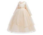 4yrs-14yrs Lace Tulle Jewel Long Sleeves Mini Princess Children's Prom Dress