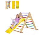 Costway Wooden Climbing Triangle Foldable Climb Ladder Set Kids Activity Center w/Reversible Ramp Multi-Color