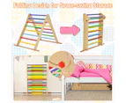 Costway Wooden Climbing Triangle Foldable Climb Ladder Set Kids Activity Center w/Reversible Ramp Multi-Color