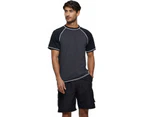 Mens Shirts UV Rash Guards Short Sleeves Quick Dry Surfing Sun Diving Wetsuits-Grey and Black