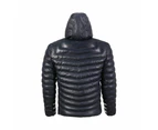Quora Mens Bubble Puffer Leather Jacket with Hoody Dark Navy Blue - Navy