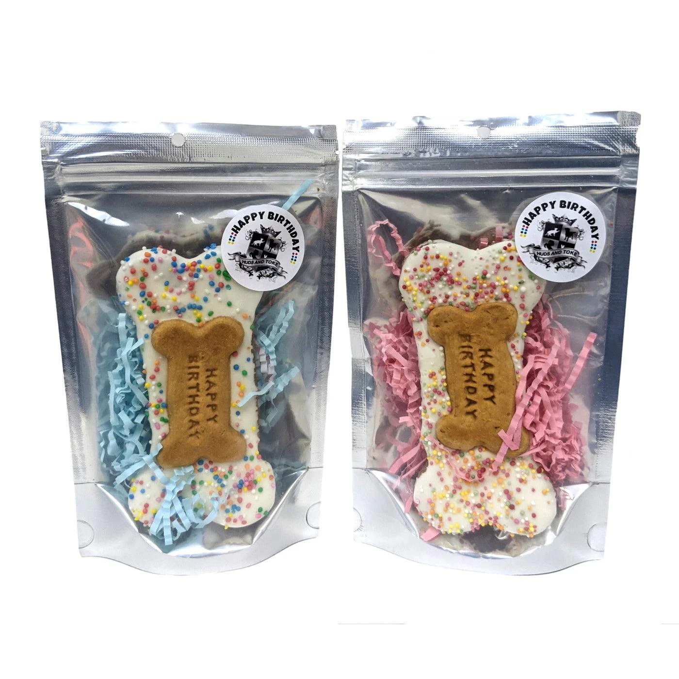 Huds And Toke Large Bone Cookie - Happy Birthday - Pink