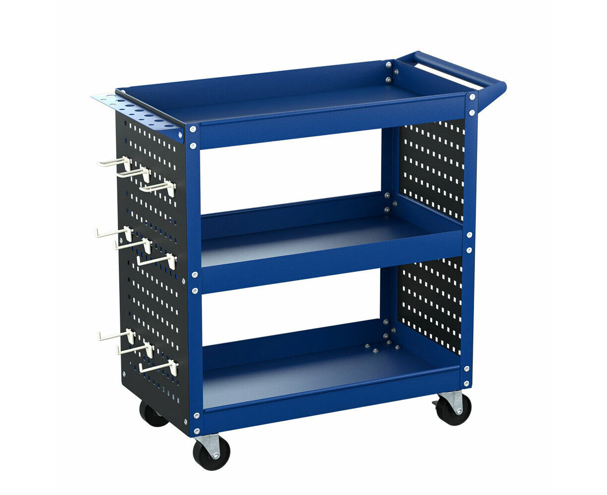 3-Tier Tool Trolley Cart Workshop Wheel Mobile Work Mechanic Storage Blue