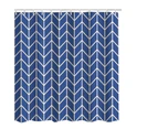 Geometric Shower Curtains Polyester Curtain Waterproof Bathroom Decoration with Plastic Hooks Modern Style-Color-Blue and white-Size-180*230cm