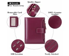 Small Women Wallet Genuine Leather RFID Blocking Bifold Zipper Pocket Card Holder with ID Window Purple