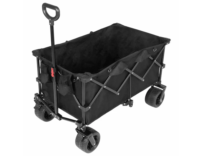 200L/150KG Foldable Wagon Cart Garden Trolley Outdoor Trailer 4" Wheels w/Brake